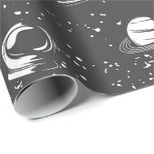 Astronautisch lucht- en ruimtevaartpatroon cadeaupapier (Rol Hoek)