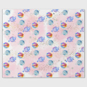 Astronautisch meisje Outer Space Birthday Cadeaupapier (Vlak)