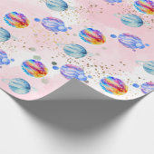 Astronautisch meisje Outer Space Birthday Cadeaupapier (Hoek)