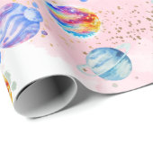 Astronautisch meisje Outer Space Birthday Cadeaupapier (Rol Hoek)