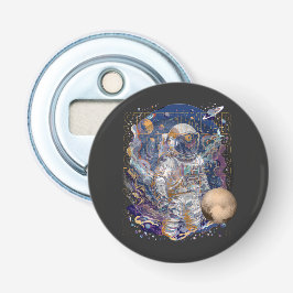 Astronautisch ontwerp button flesopener