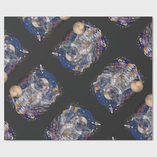 Astronautisch ontwerp cadeaupapier (Vlak)