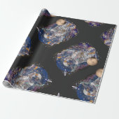 Astronautisch ontwerp cadeaupapier (Uitgerold)