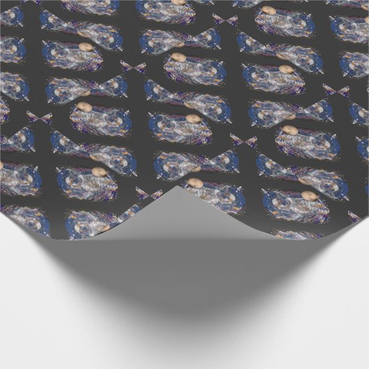 Astronautisch ontwerp cadeaupapier (Hoek)