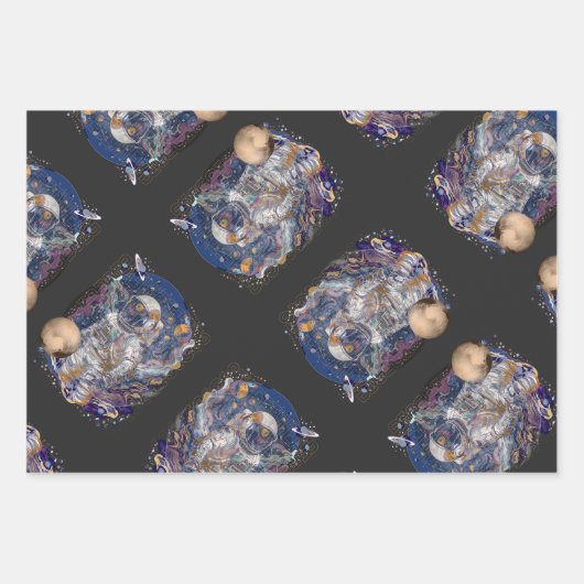 Astronautisch ontwerp inpakpapier vel (Voorkant 3)