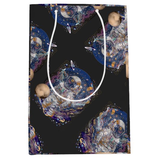 Astronautisch ontwerp medium cadeauzakje (Voorkant)