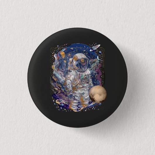 Astronautisch ontwerp ronde button 3,2 cm (Voorkant)