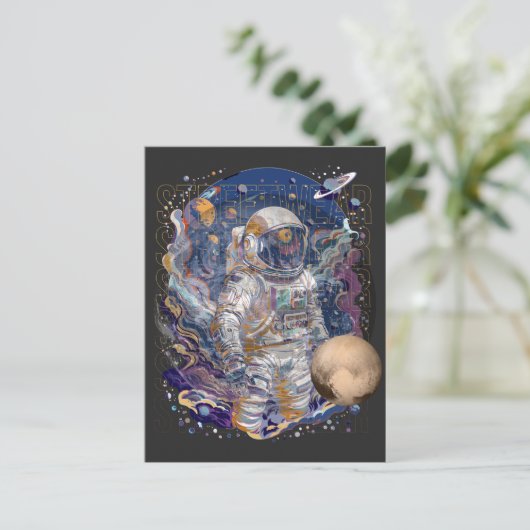 Astronautisch ontwerp uitnodiging briefkaart (Staand voorkant)