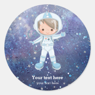 Astronautische jongen Buitenruimte Ronde Sticker