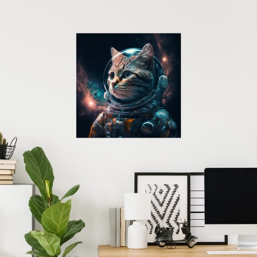 Astronautische kat 2 poster (Thuiskantoor)