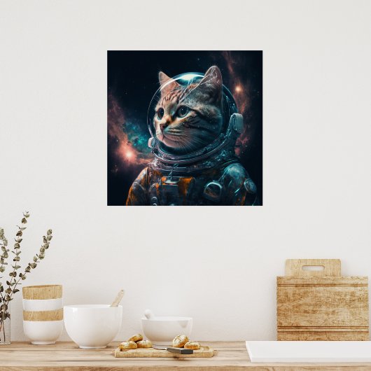 Astronautische kat 2 poster (Keuken)