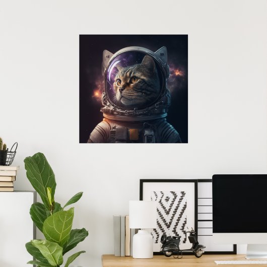 Astronautische kat 3 poster (Thuiskantoor)