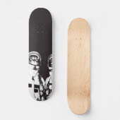 Astronautische kat zwart-wit persoonlijk skateboard (Voorkant)