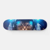 Astronautische katten drijven boven de aarde persoonlijk skateboard (Horizontaal)