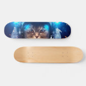 Astronautische katten drijven boven de aarde persoonlijk skateboard (Horizontaal)