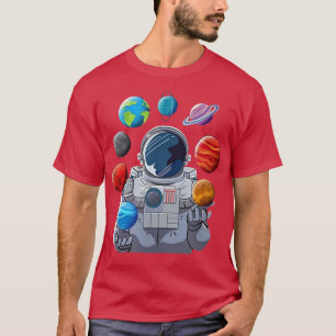 Astronautische spelplaneten zonnestelsel t-shirt