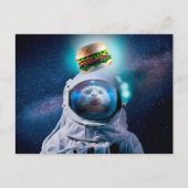 Astronautkat die een hamburger wenst briefkaart (Voorkant)