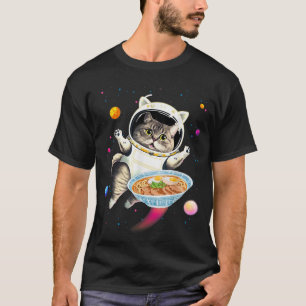Astronautkat in de ruimte met Ramen Noodles Galaxy T-shirt