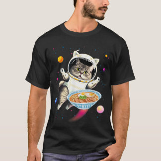 Astronautkat in de ruimte met Ramen Noodles Galaxy T-shirt