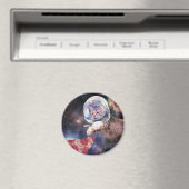 Astronautkat jaagt op een pizza stuk magneet (Insitu (Vaatwasser))