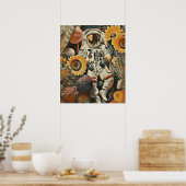 Astronauts Bloembed Digitale Kunst Poster (Keuken)