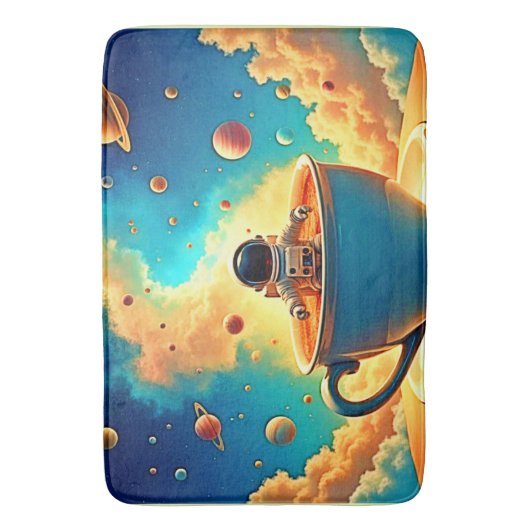 Astronaut's Coffee Cosmos Journey Badmat (Voorkant Verticaal)