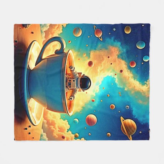 Astronaut's Coffee Cosmos Journey Fleece Deken (Voorkant (Horizontaal))