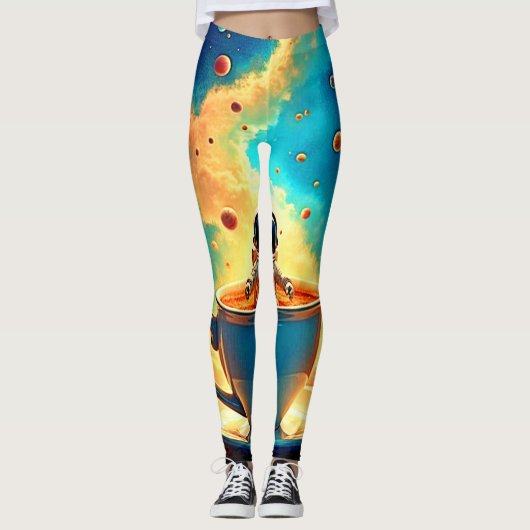 Astronaut's Coffee Cosmos Journey Leggings (Voorkant)