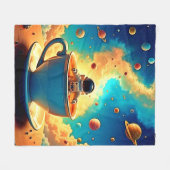 Astronaut's Coffee Cosmos Reis Fleece Deken (Voorkant (Horizontaal))