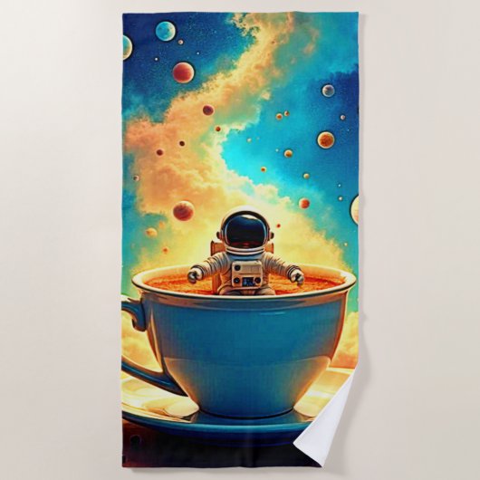 Astronaut's Coffee Cosmos Reis Strandlaken (Voorkant)