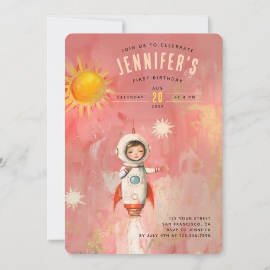 Astronaut's eerste reis rond de zon Verjaardag Kaart (Achterkant)