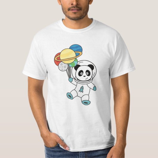 Astronauts Pandas Planet Earth Space T-shirt (Voorkant)