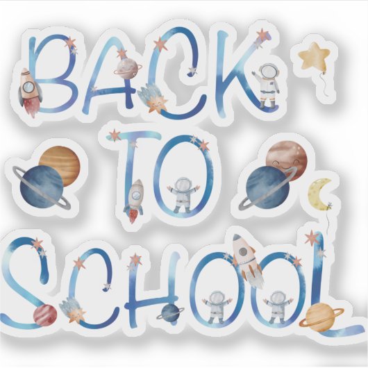 Astronauts Planets Space,back to school Sticker (Voorkant)