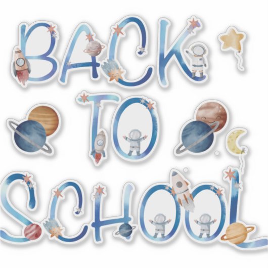 Astronauts Planets Space,back to school Sticker (Voorkant)