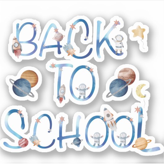 Astronauts Planets Space,back to school Sticker (Voorkant)