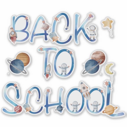 Astronauts Planets Space,back to school Sticker (Voorkant)