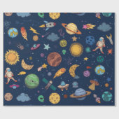 Astronauts Planets Space, terug naar school Kind Cadeaupapier (Vlak)