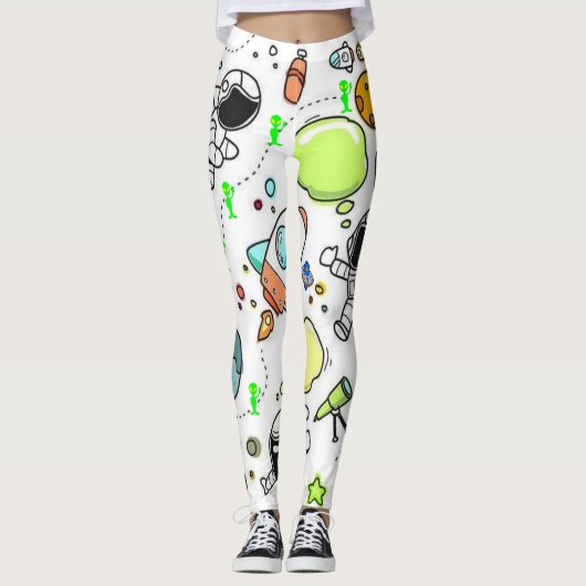 Astronauts Spaceships Aliens Leggings (Voorkant)