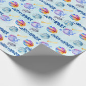 Astronauts Waterverf Space Boy Aangepaste naam Cadeaupapier (Hoek)