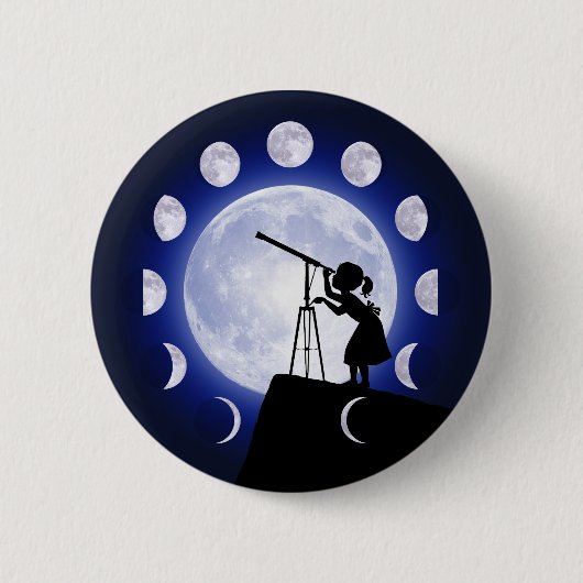 Astronomeer-, Astronomie- en Moonfase Ronde Button 5,7 Cm (Voorkant)