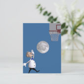 Astronomeer die Basketball speelt Briefkaart (Staand voorkant)