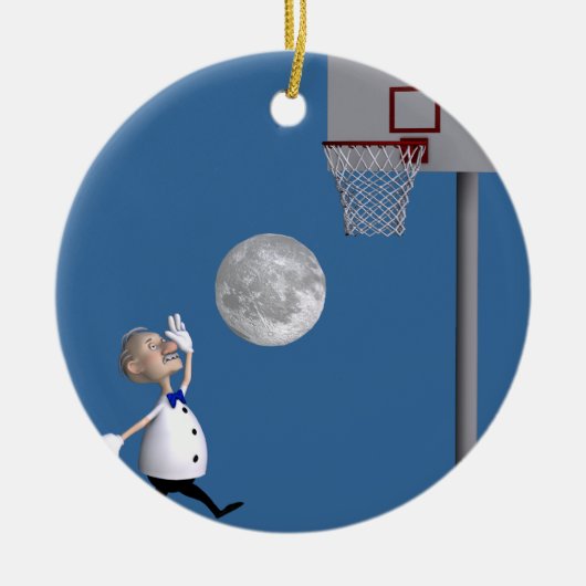 Astronomeer die Basketball speelt Keramisch Ornament (Voorkant)
