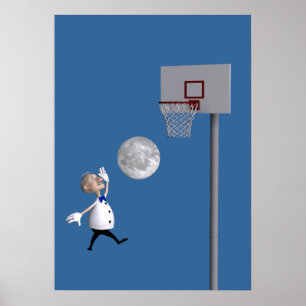 Astronomeer die Basketball speelt Poster