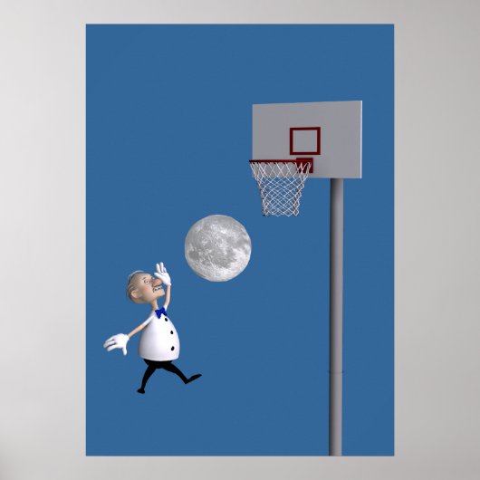 Astronomeer die Basketball speelt Poster (Voorkant)