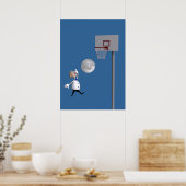 Astronomeer die Basketball speelt Poster (Keuken)