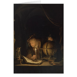 Astronomeer door kaarslicht