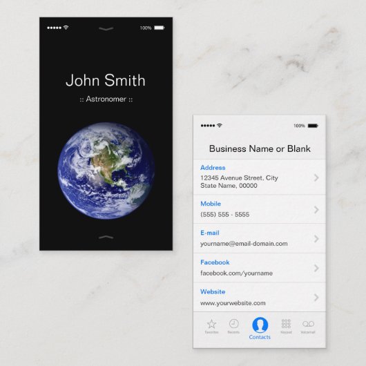 Astronomeer - iPhone  flatUI-stijl iPhone Visitekaartje (Voorkant / Achterkant)