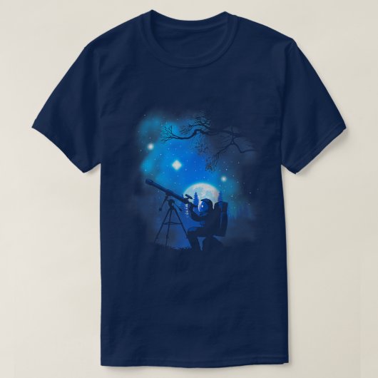 astronomeerastronaut met telescoop t-shirt (Design voorkant)