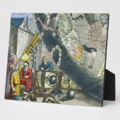 Astronomen die door een telescoop kijken, detail v fotoplaat (Zijkant)