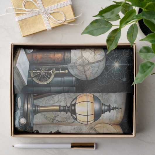 Astronomen's Study Desk Wereldbol Telescope Decoup Tissuepapier (Geschenk)